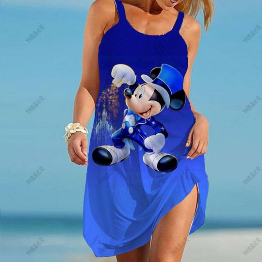 Disney Minnie Mickey Summer Sleeveless Beach Dress