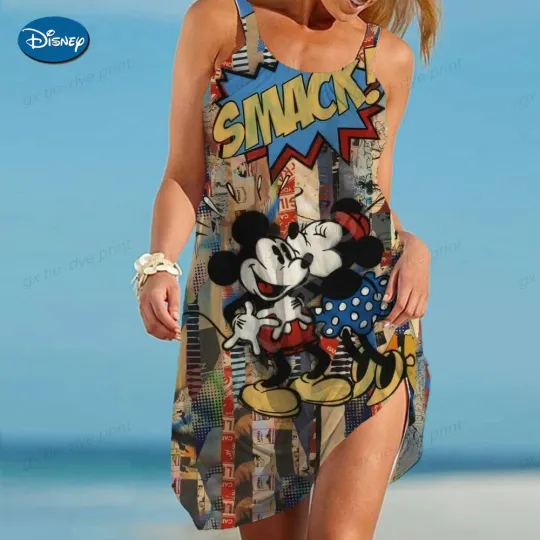 Disney Minnie Mickey Mouse Sleeveless Beach Dress for Women