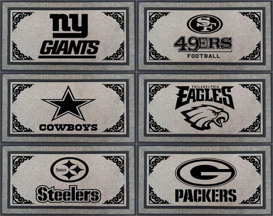 Football Doormat - Pittsburgh Steeler, NY Giants, 49ers, Packers, Dallas Cowboys, Philadelphia Eagles