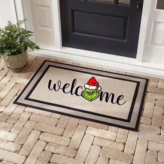 Funny Character Christmas Doormat - Welcome Mat for Entryway, Holiday Decor