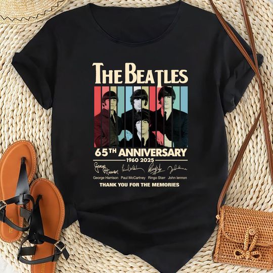 The Beatles 65 Years Anniversary Shirt, Signature The Beatles Band Shirt, Rock Band The Beatles Shirt, The Beatles Fan Gift, 90s Vintage Tee