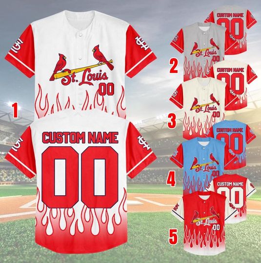 Customized St.Louis Baseball Team Flame Raglan Jersey, Cardinals Team Game Day Jersey, Baseball US, Cardinals Baseball Fans Jersey