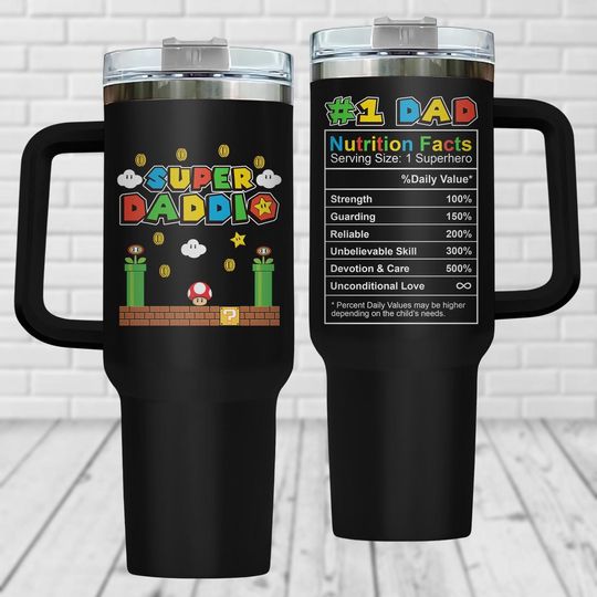 Super Daddio Game 40oz Tumbler, New Dad Insulated Tumbler, Father's Day Tumbler Cup, Gift For Dad, Stainless Steel Tumbler