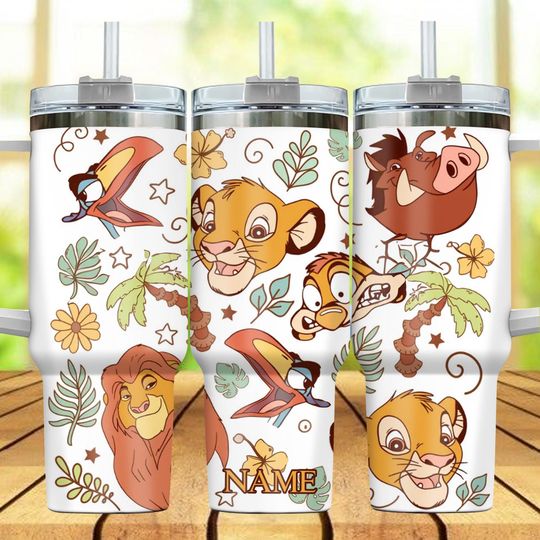 Personalized The Lion King Tumbler 40oz, Disney Family Vacation Tumbler, Simba Mufasa Water Tumbler, Simba Lion Cup For Lovers
