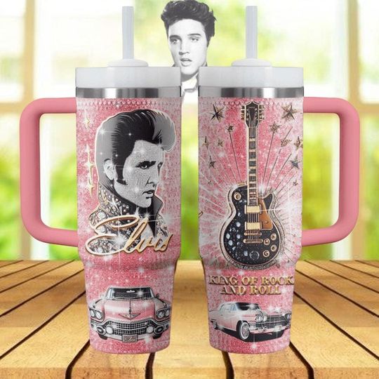 Elvis Presley Tumbler 40oz, Elvis King Insulated Tumbler, Rock And Roll Tumbler, Music Tumbler For Girl, Elvis Presley Fan Gifts