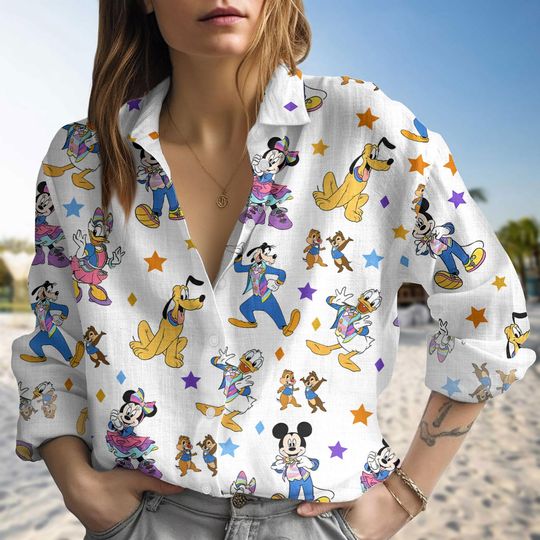 Mickey and Friends Women's Blouse - Disneyland 70th Anniversary Celebration 1955-2025