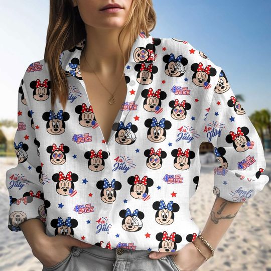 Minnie Mouse Independence Day Blouse for Women, Cute Disney Holiday Top