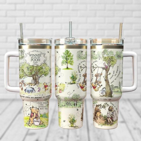 Retro Winnie The Pooh 40oz Tumbler, Pooh and Friends Tumbler Cup, Disney Movie Insulated Tumbler, Pooh Lover Gift, Gift For Her