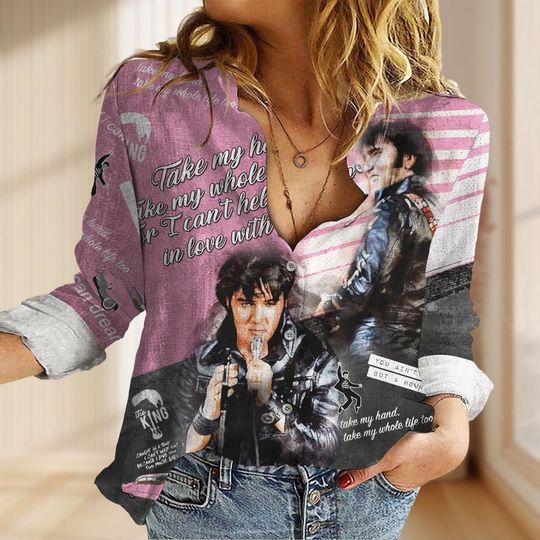 Vintage Elvis Presley Blouses Shirt, King Of Music Casual Shirt, Rock And Roll Button Shirt, Elvis Presley Merch, Mother's Day Gifts