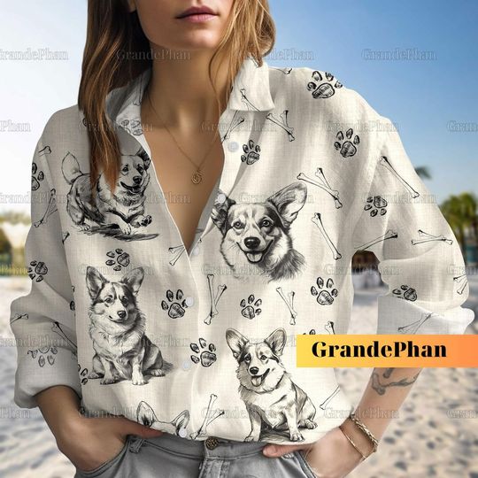 Corgi Women Blouse, Corgi Mom Shirt, Corgi Women Blouses, Cute Corgi Shirt, Corgi Lover Shirt, Corgi Dog Shirt, Gift For Her