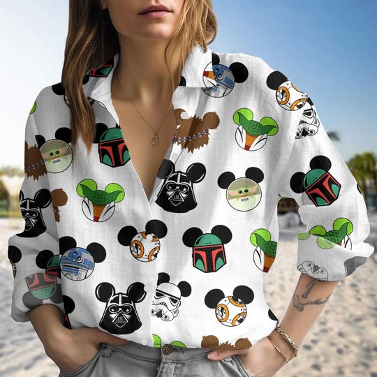 Star Wars Mickey Ears Blouse Shirt, Galactic Adventure Top, May The Force Be With You Shirt, Summer Disney Travel Outfit for Women