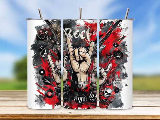 Rock Band Tumbler Wrap  , Heavy Metal Sublimation Design, Music Band   , 20 oz Skinny Tumbler Wrap