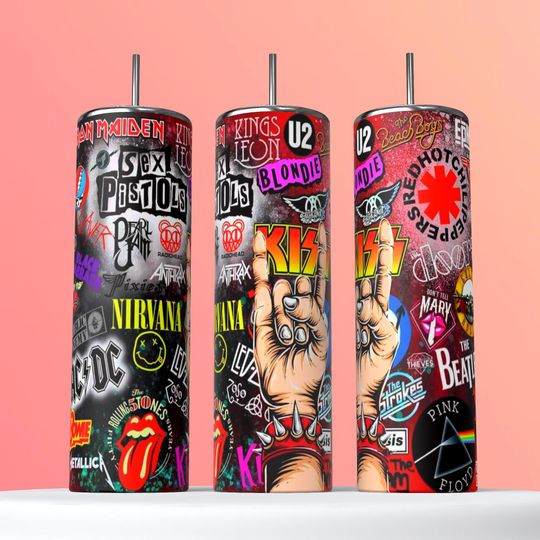 Classic Rock 80's 90's Heavy Metal Design  20 oz Skinny Tumbler Great Gift