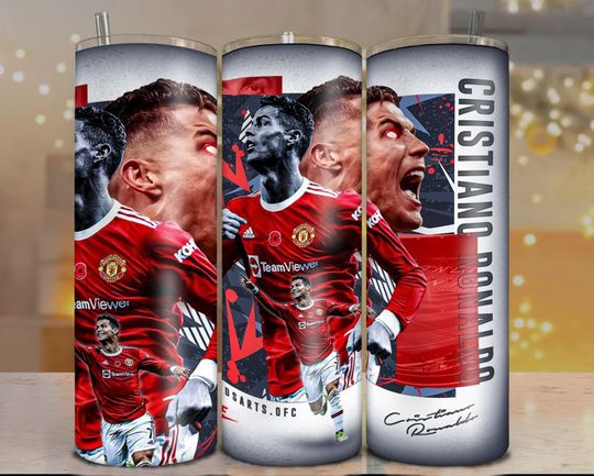 Cristiano Ronaldo Tumbler Wrap  20oz CR7 Manchester United Sublimation Design, Soccer Fan Gift  for Cricut & Silhouette