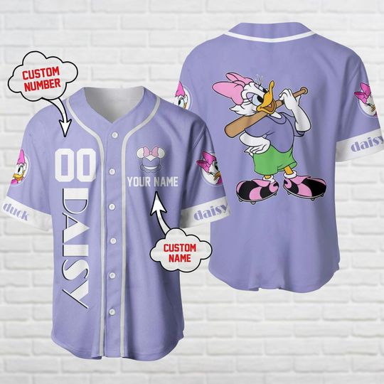 Discover Daisy Duck Baseball Jersey, Disney Duck Baseball Shirt, Custom Name Jersey, Disney Movie Kids Jersey, Magic Kingdom Shirt
