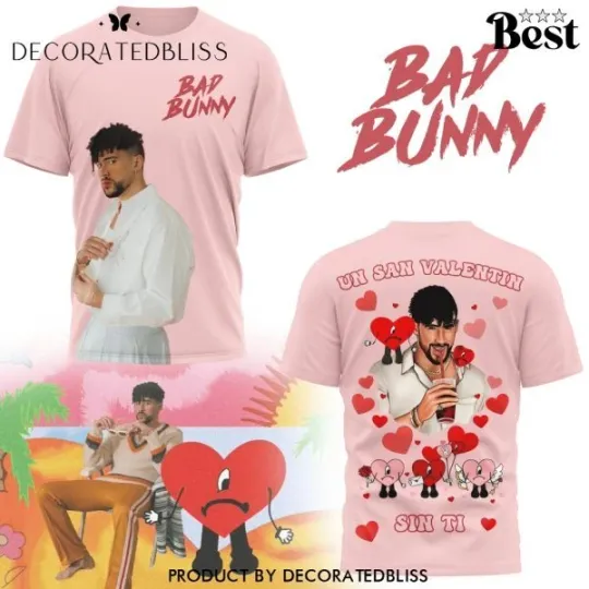 3D Unisex Bad Bunny San Valentin Sin Ti T-Shirt