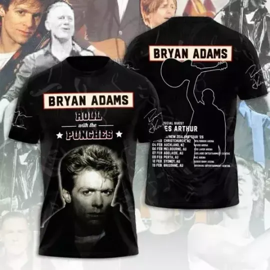 Discover Bryan Adams 3D T-Shirt All Sizes, Tour 2025 Design, Gift for Fans