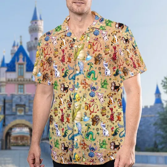Mushu Olaf Hei Hei Gus Gus Stitch Hawaiian Shirt