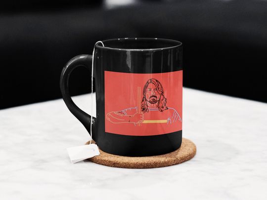 D Grohl Coffee Mug Black Ceramic Glossy for Nirvana FF Band Fighters Music Fans - 11oz 15oz - Original Art