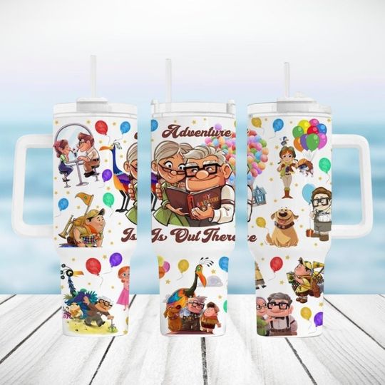 Disney Carl And Ellie Stainless Steel Tumbler, Up  Movie 40oz Tumbler, Adventure Is Out There Cup, Disney Valentines Cup, Gifts For Cou