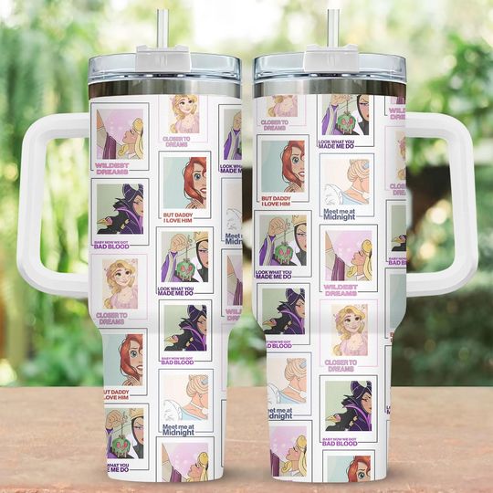 Disney Villains and Princess 40oz Tumbler, Evil Queen and Rapunzel Insulated Cup, Travel Mug, Magic Theme Gift, Gift for Her