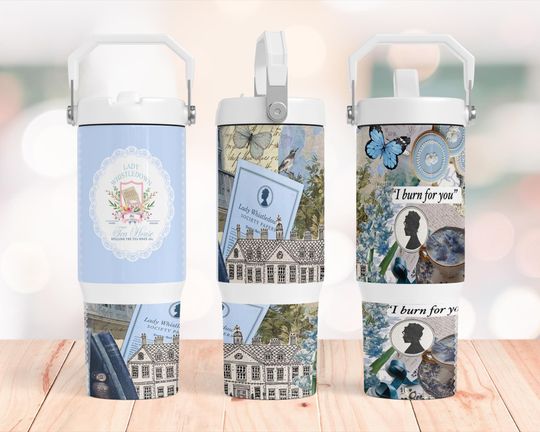 Blue Bridgerton 30 Oz Flip Straw Tumbler With Handle