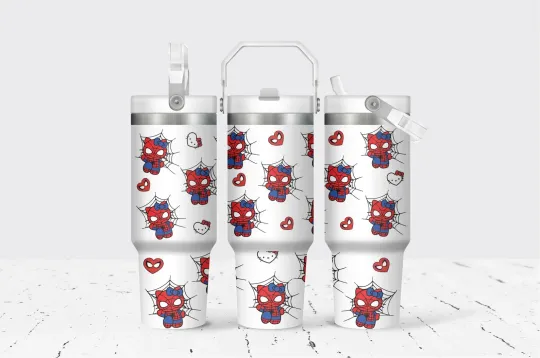 Cute Spidey 30 Oz Flip Straw Tumbler With Handle
