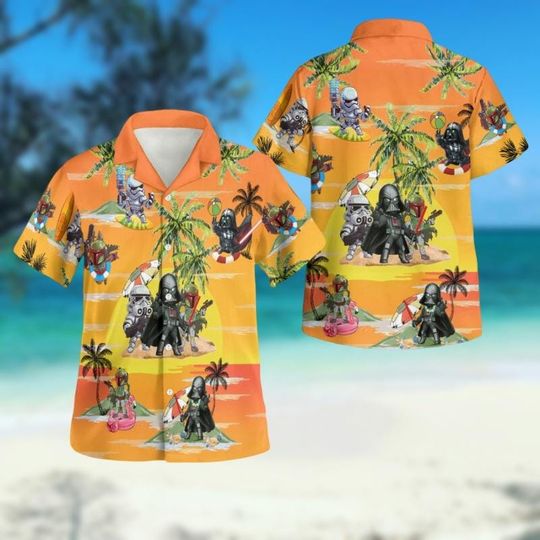 Star Wars Hawaiian Shirt, Darth Vader Stormtrooper Boba Fett Button Shirt, Starwars Disneyland Summer Hawaii Shirt, Disney Family Shirt