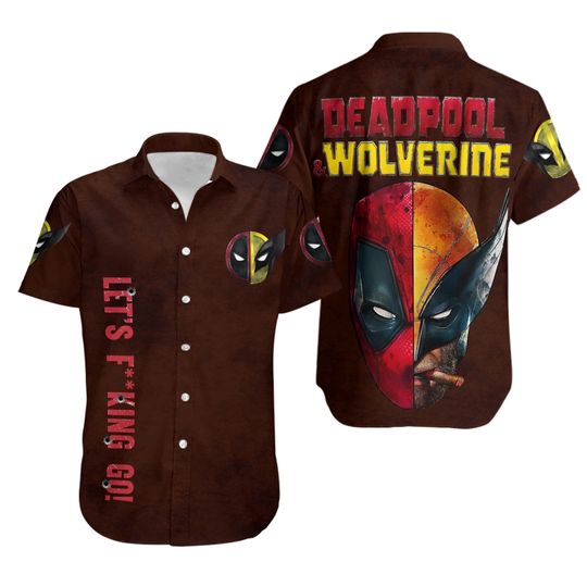 Deadpool And Wolverine Shirt, Marvel Wolverine Hawaii Shirt, Marvel Bestie Couple Button Shirt, Disney Superhero T-Shirt, Disney Family
