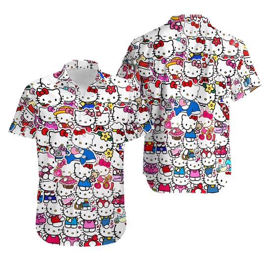 Hello Kitty Hawaiian Shirt, Hello Kitty Beach Shirt, Hello Kitty Vacation Shirt