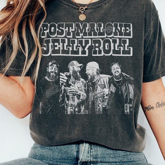 Post Malone Jelly Roll Vintage T-Shirt Concert Tour 2025