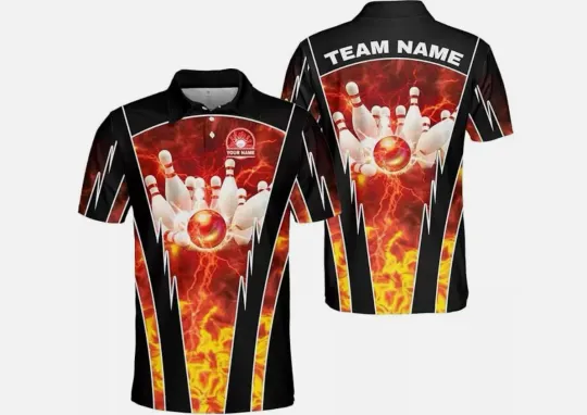 Custom Bowling Polo Shirts for Men and Women Personalized Team Name Gift Unisex