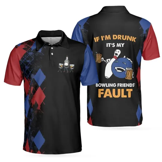 Bowling If I8217m Drunk Polo Shirt Argyle Pattern Polo Shirt