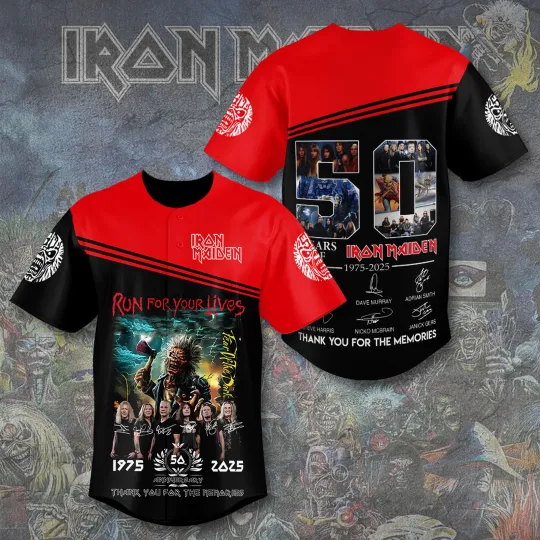 Iron Maiden Inspired Run For Your Lives World Tour 2025 Licensed Baseball Jersey