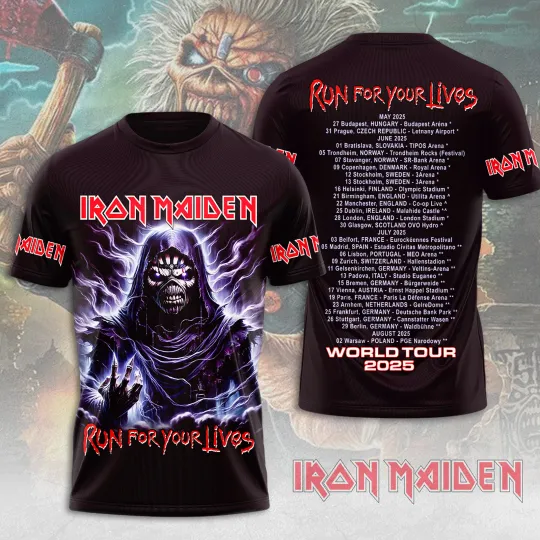Iron Maiden Inspired Run For Your Lives World Tour 2025 – Licensed 3D T-Shirt