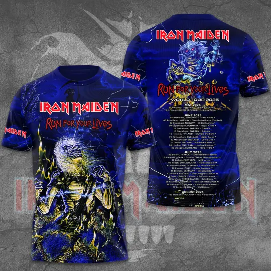 Iron Maiden Inspired Run For Your Lives World Tour 2025 – Licensed 3D T-Shirt