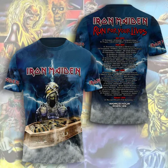 Iron Maiden Inspired Run For Your Lives World Tour 2025 – Licensed 3D T-Shirt