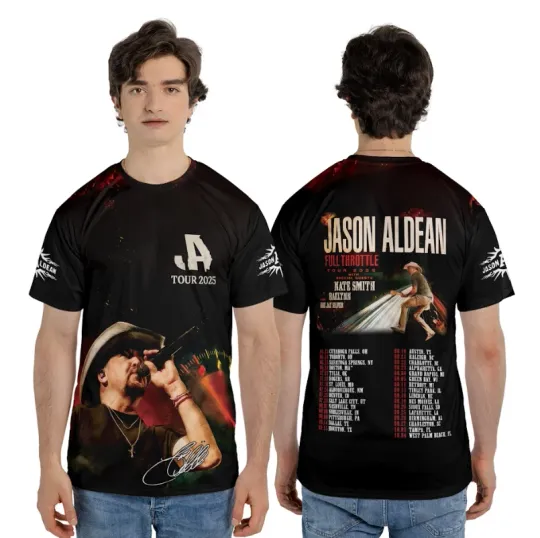 Jason Aldean Full Throttle 2025 Tour AOP 3D T-Shirt