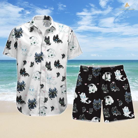 Toothless Light Fury Button Shirt, How To Train Your Dragon Shirt, Dragon Shirt And Shorts, Night Fury Button Up Shirt, Valentine Gift