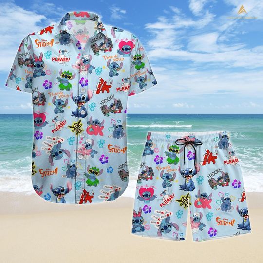Discover Stitch Disney Aloha Button Shirt, Stitch Men Shirt And Shorts, Disney Shirt, Disney Stitch Summer Shirt, Magic Kingdom Shirt For Women