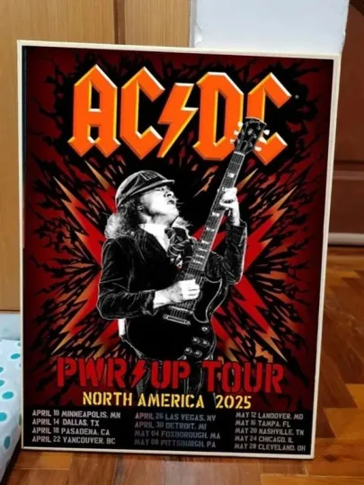 Discover AC-DC Band Poster Angus Cover For PWR UP North America Tour 2025 Poster