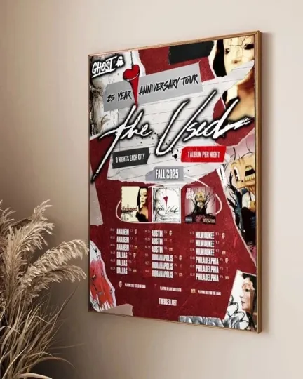The Used 25th Anniversary Tour Fall 2025 Schedule Tour Poster
