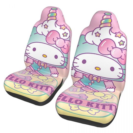 Cute Hello Kitty Cartoon Car Seat Covers for Front Seats - Set of 2