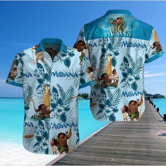 Moana Hawaiian Shirt, Disney Moana Shirt for Summer, Tropical Beach Shirt, Maui and Moana Family Vacation Shirt, Summer Gift For Dad