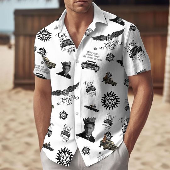 Supernatural Button Shirt And Shorts, Winchester Brothers Shirt For Women, Supernatural Button Down Shirt, Deck The Halls Men Shirt