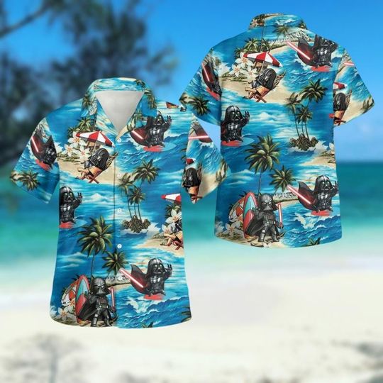Darth Vader Summer Beach Shirt, Star Wars Hawaiian Shirt, Disney Tropical Shirt, Movie Button Shirt, Disney Vacation Shirt For Men