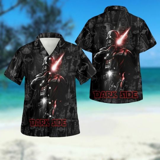 Darth Vader Hawaiian Shirt, Star Wars Button Shirt, Darth Side Summer Shirt, Darth Vader Tropical Shirt, Star Wars Fan Gift For Him