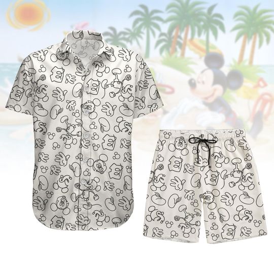 Disneyland Mickey Button Shirt Shorts, Animal Kingdom Hawaiian Shirt, Mickey And Friends Button Up Shirt, Disney Friends Hawaii Short