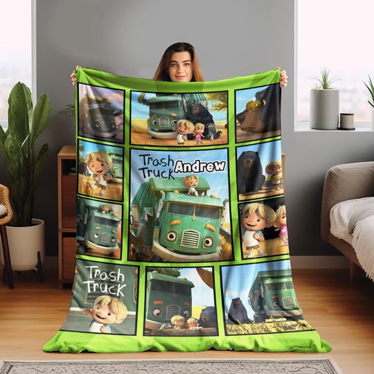 Trash Truck Blanket/Trash Truck Blanket/Trash Truck Birthday Gifts/Truck Lover Gift Blanket/Birthday Gifts/Trash Truck Theme Party