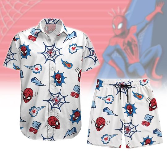 Spiderman Button Shirt, Marvel Spiderman Summer Short, Spiderman Superhero Hawaiian SHirt, Disney Family Trip Shirt